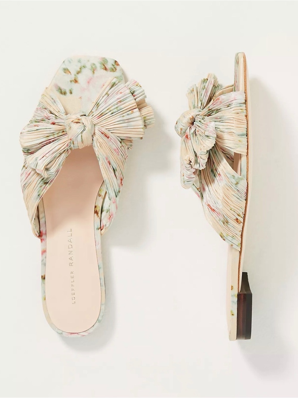 Loeffler Randall Daphne Pleated Knot Slide Sandals in Pastel Floral